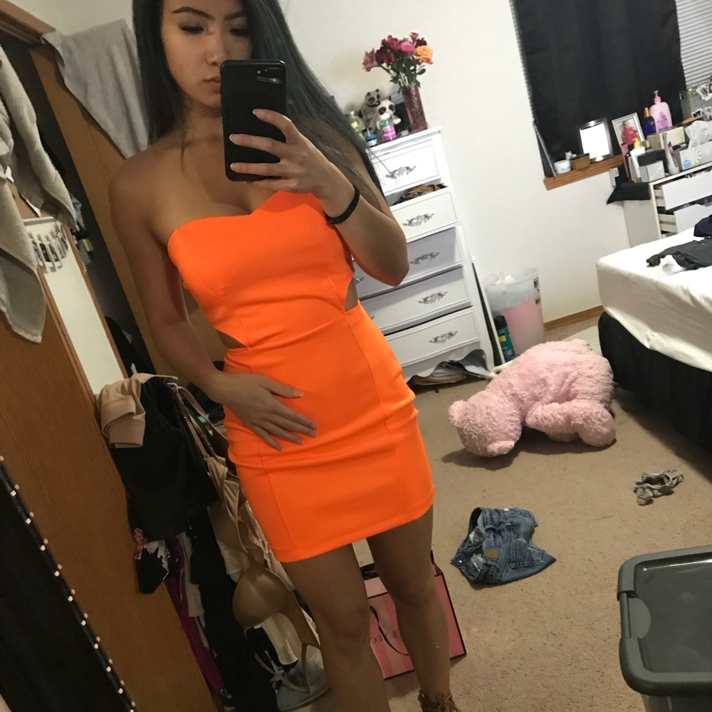 Orange mini dress
